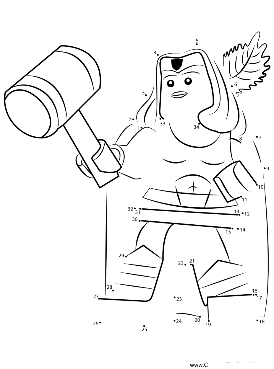 Lego-Thor-Girl printable dot to dot worksheet