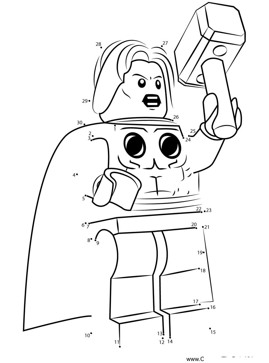 Lego-Thor printable dot to dot worksheet