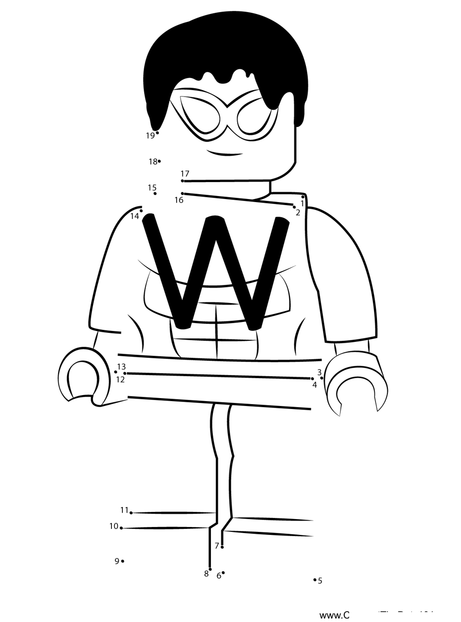 Lego-Wonder-Man printable dot to dot worksheet