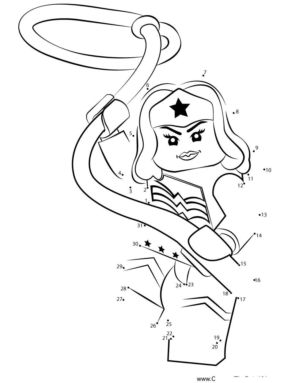 Lego-Wonder-Woman printable dot to dot worksheet