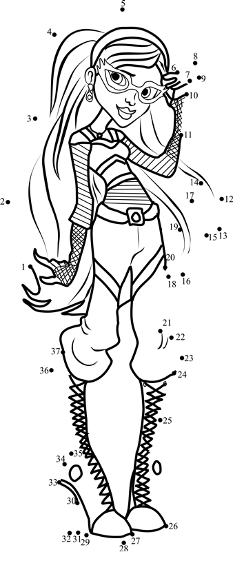 Ghoulia-Yelps-Dot-To-Dot printable dot to dot worksheet