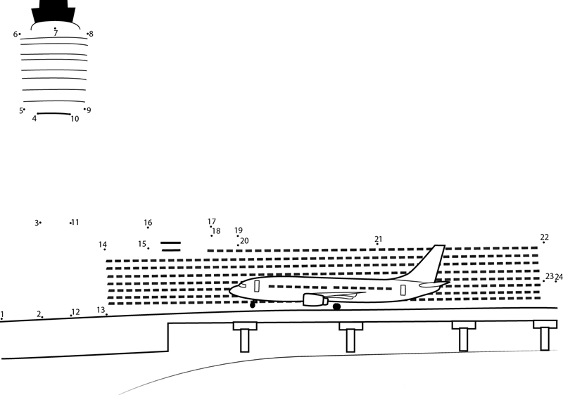 Orlando International Airport In Florida dot to dot worksheets