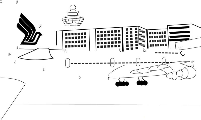 Singapore Changi Airport dot to dot worksheets