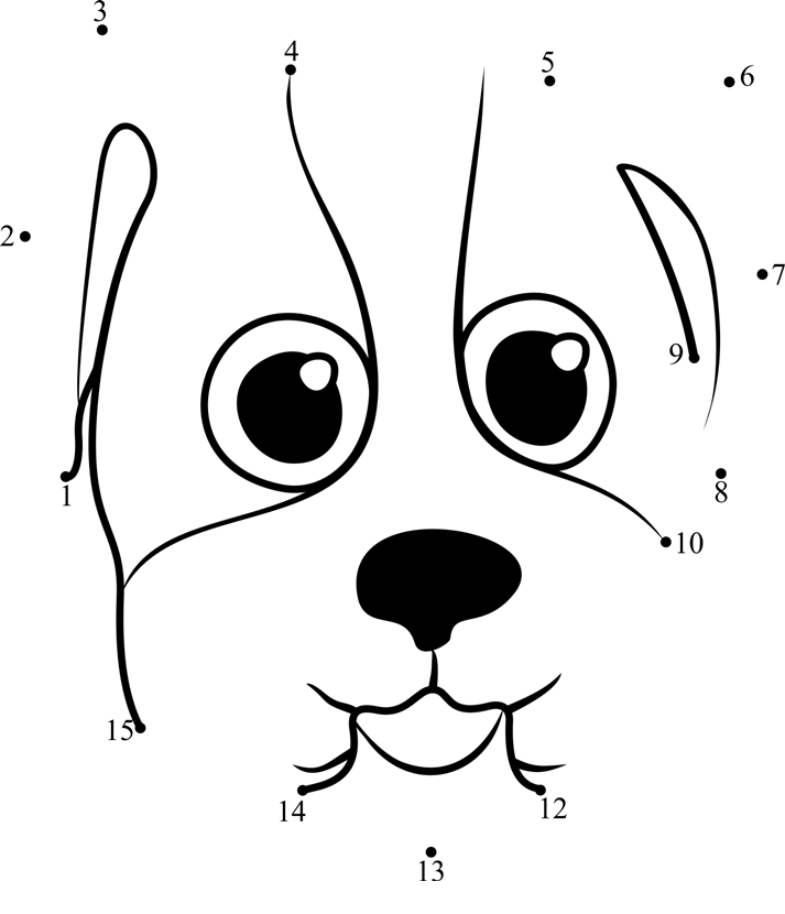 Pet-Parade-Bulldog-Puppy-Face-Dot-To-Dot printable dot to dot worksheet