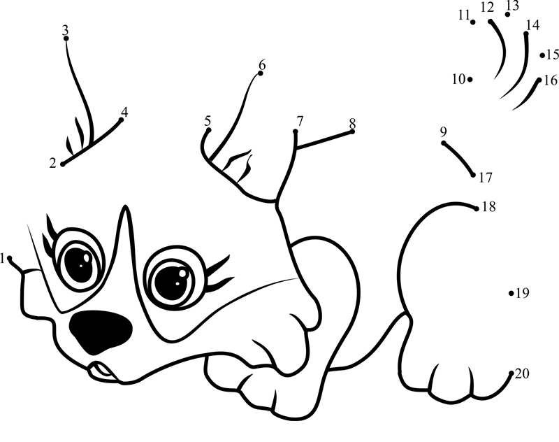 Pet-Parade-Corgi-Dot-To-Dot printable dot to dot worksheet