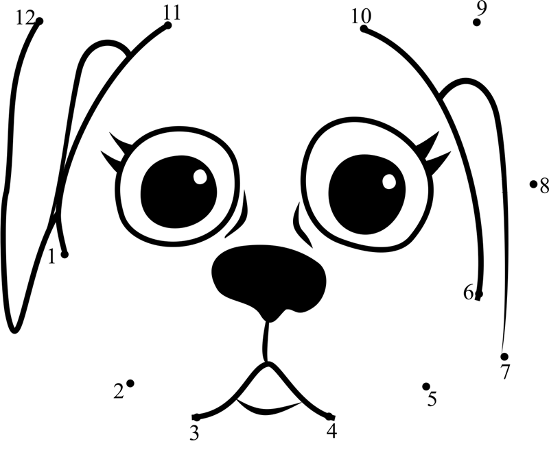 Pet-Parade-Danish-Pointer-Puppy-Face-Dot-To-Dot printable dot to dot worksheet