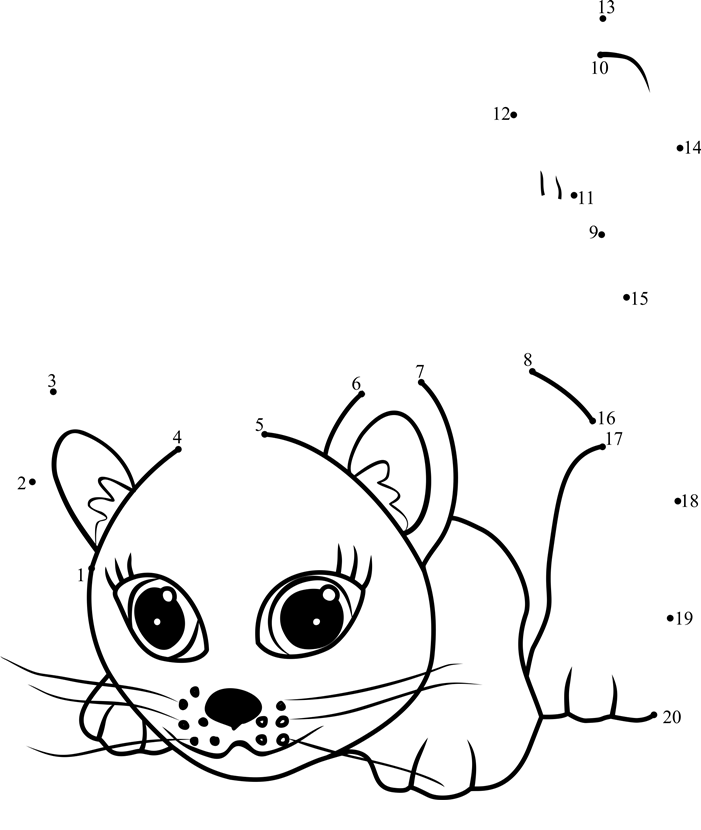 Pet-Parade-European-Shorthair-Dot-To-Dot printable dot to dot worksheet