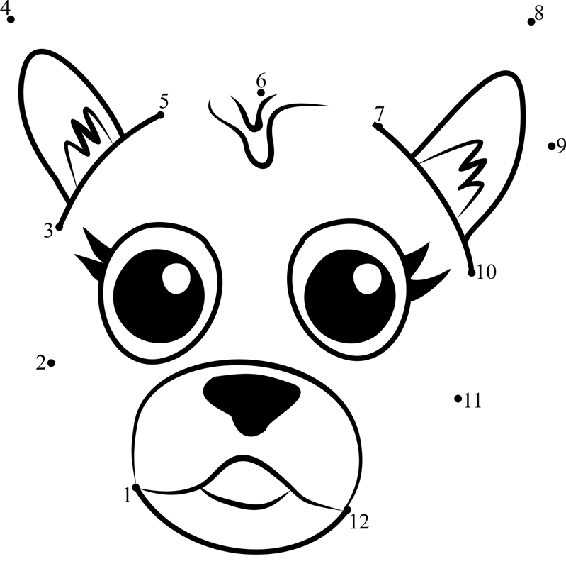 Pet-Parade-German-Shepherd-Puppy-Face-Dot-To-Dot printable dot to dot worksheet