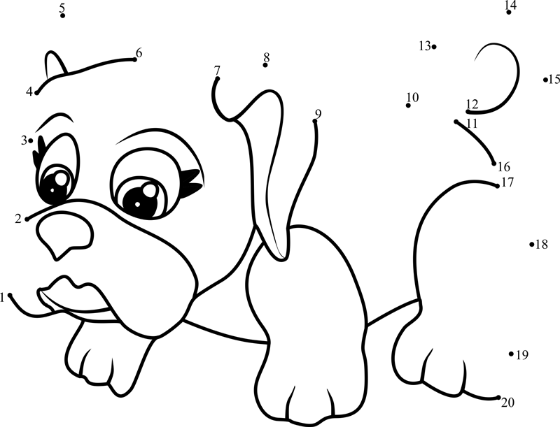 Pet-Parade-Pug-Dot-To-Dot printable dot to dot worksheet