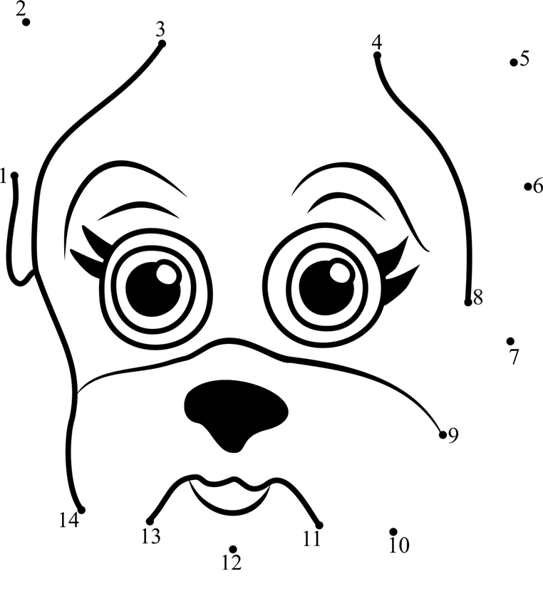 Pet-Parade-Pug-Puppy-Face-Dot-To-Dot printable dot to dot worksheet