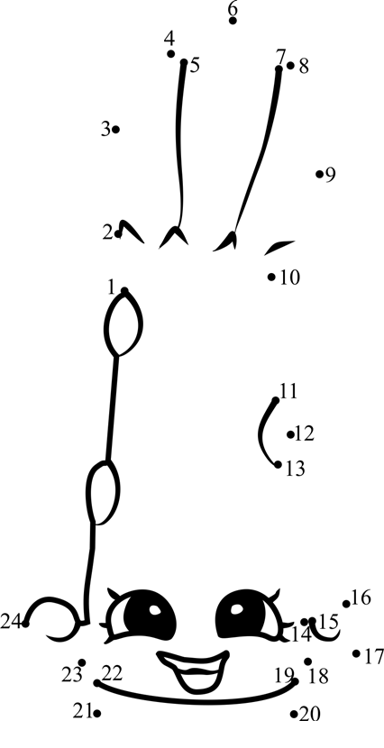 Aspara-Gus-Shopkins-Dot-To-Dot printable dot to dot worksheet