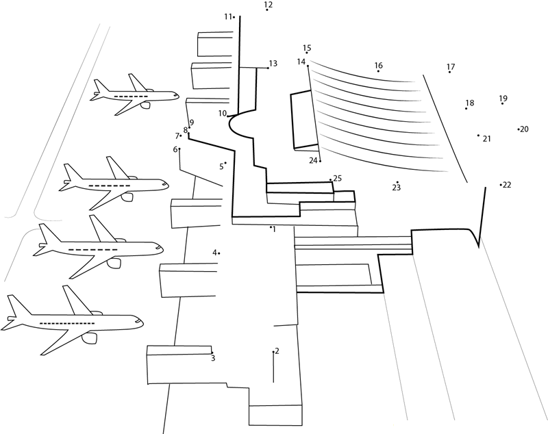 Tokyo Airport dot to dot worksheets