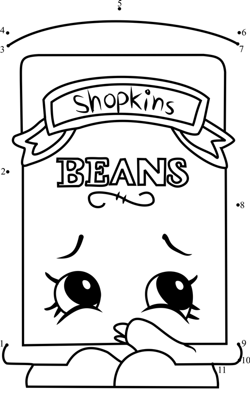 Bart-Beans-Shopkins-Dot-To-Dot printable dot to dot worksheet