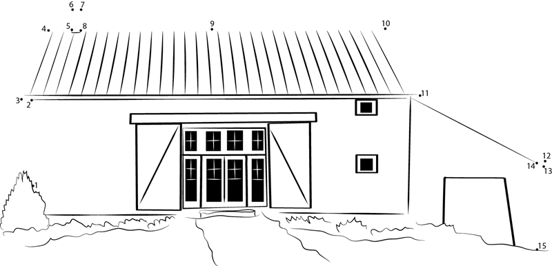 Bank Barn printable dot to dot worksheet