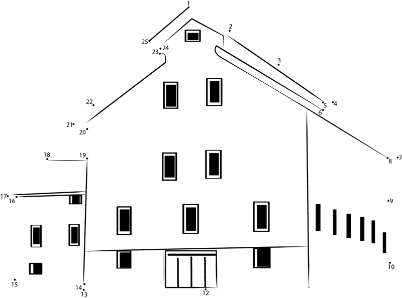 Barn printable dot to dot worksheet