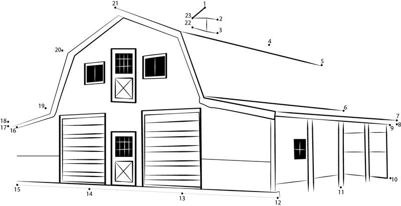 Barn Big printable dot to dot worksheet