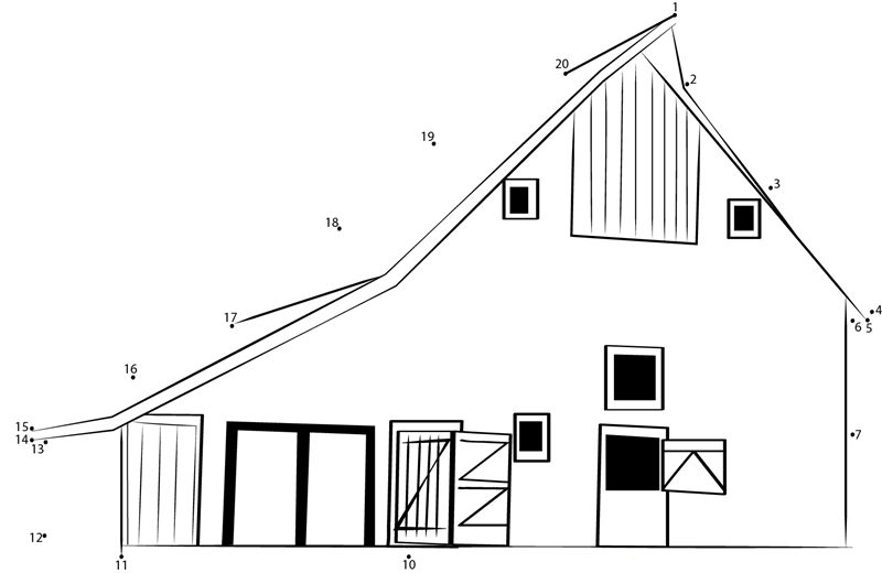 Barn Mattoon printable dot to dot worksheet