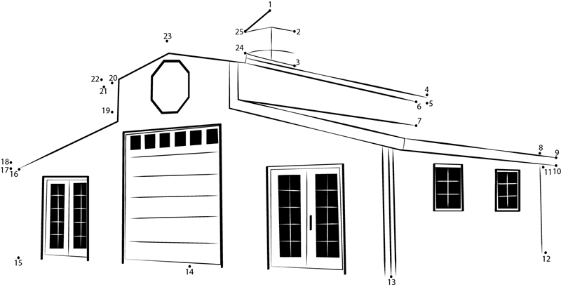 Barn Red White printable dot to dot worksheet