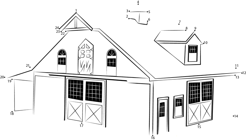 Barn Warehouse printable dot to dot worksheet