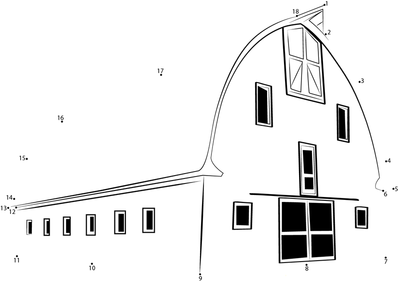 Custom Barn printable dot to dot worksheet