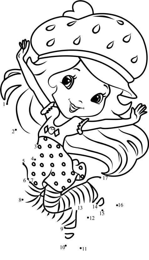 Strawberry-Shortcake-Dancing-Dot-To-Dot printable dot to dot worksheet