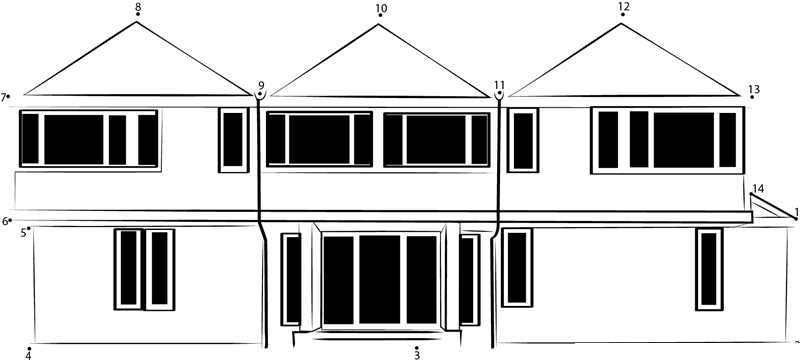 Farmhouse Barn printable dot to dot worksheet