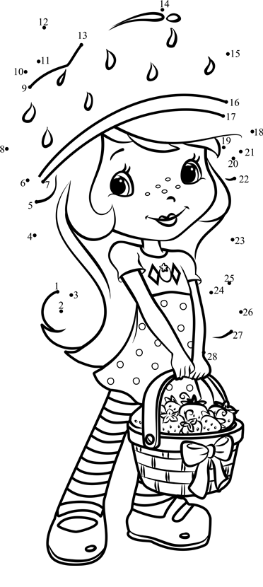 Strawberry-Shortcake-With-Strawberries-Dot-To-Dot printable dot to dot worksheet