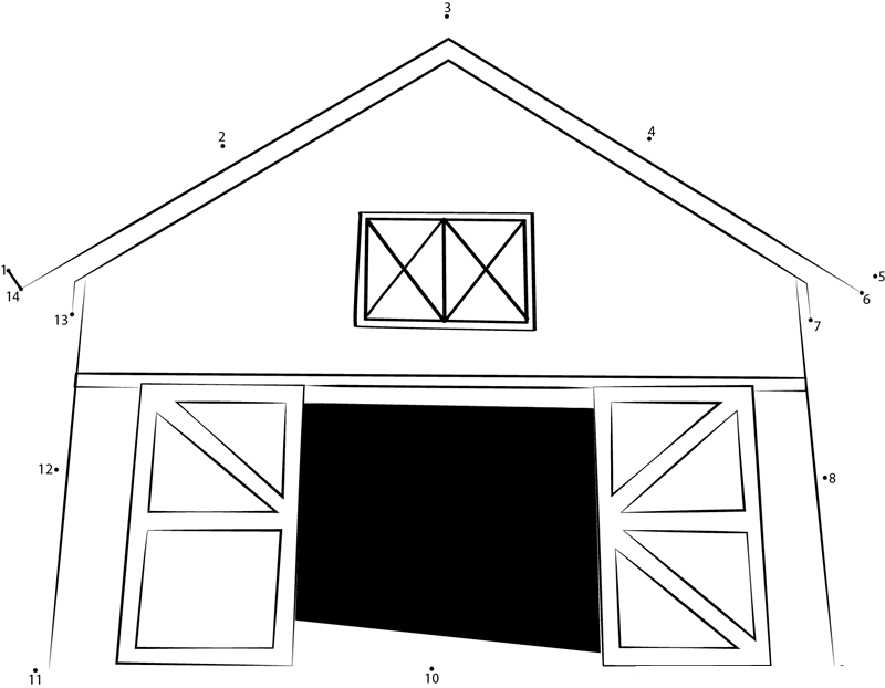 Heritage Barns printable dot to dot worksheet