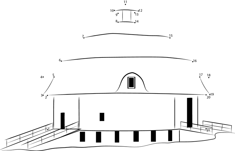 House Barn printable dot to dot worksheet