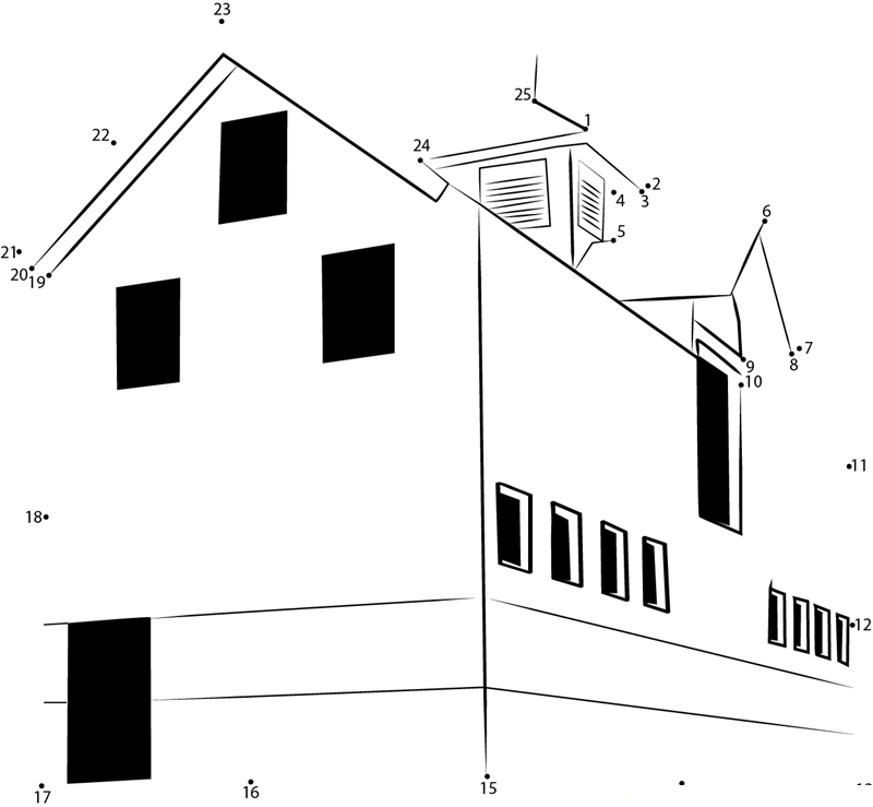 Knox Farm Barns printable dot to dot worksheet