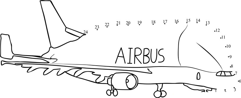 Air Bus Airplanes dot to dot worksheet