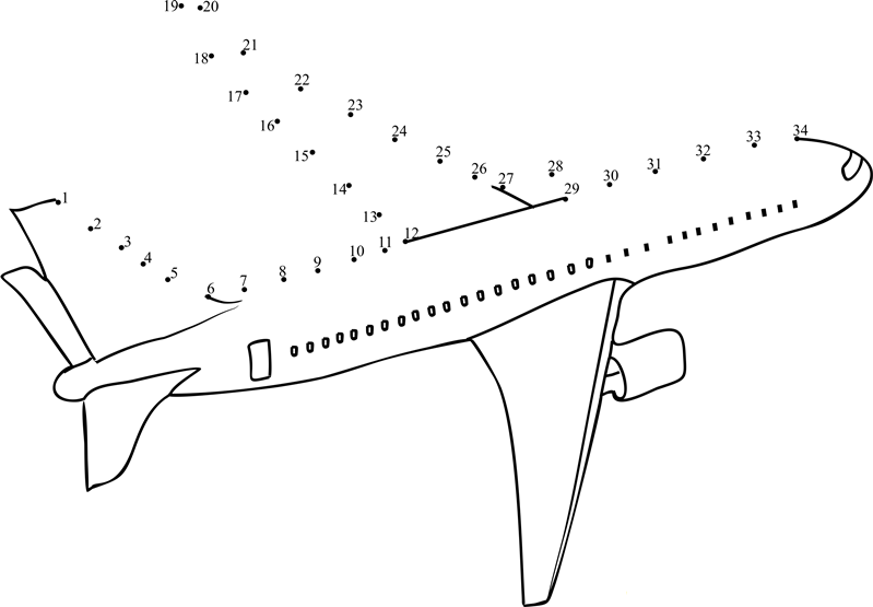 Jet Aircraft Airplane dot to dot worksheet