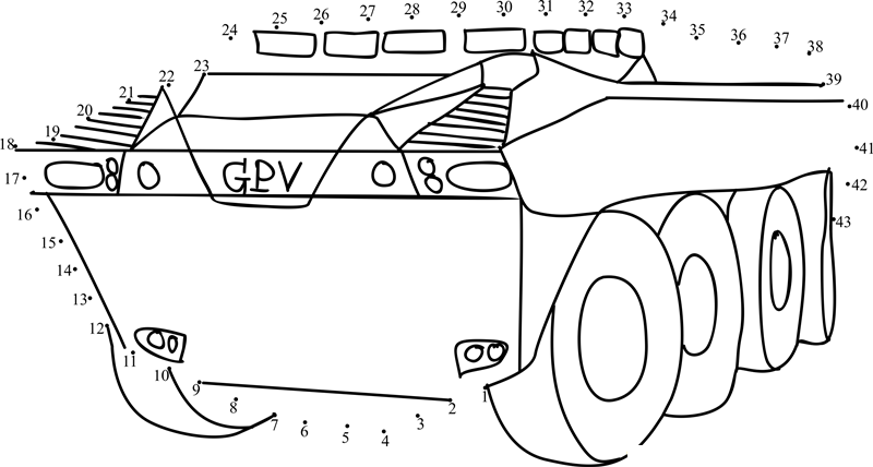 General Purpose Vehicle dot to dot worksheet