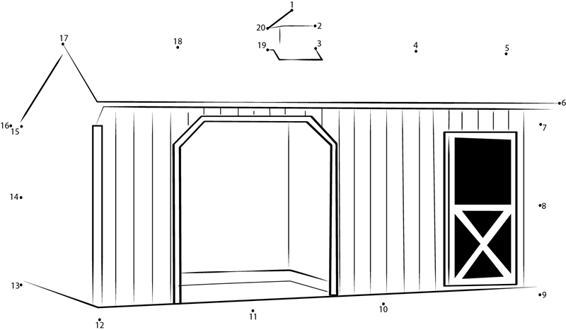 Prairie Barn printable dot to dot worksheet
