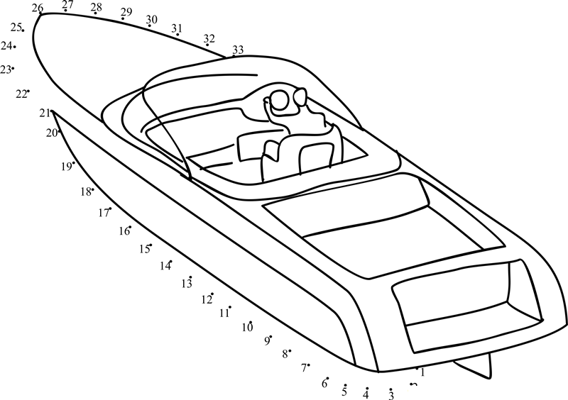 Speed Boat dot to dot worksheets