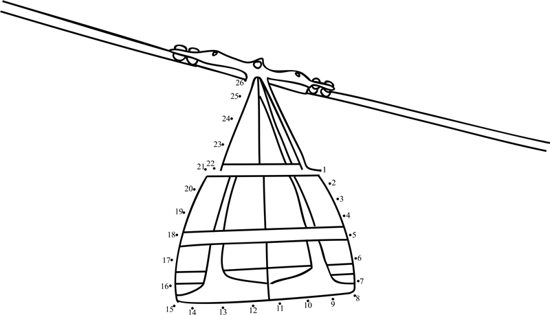 Cable Car On Ropeway dot to dot worksheets