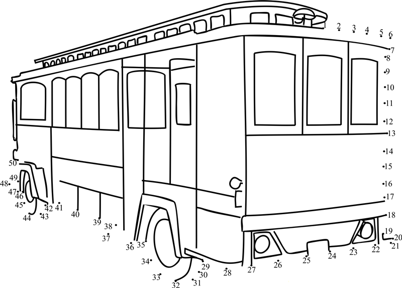 Cable Car On Wheels dot to dot worksheets