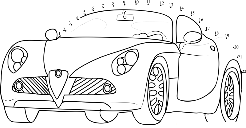 Beautiful Car dot to dot worksheets