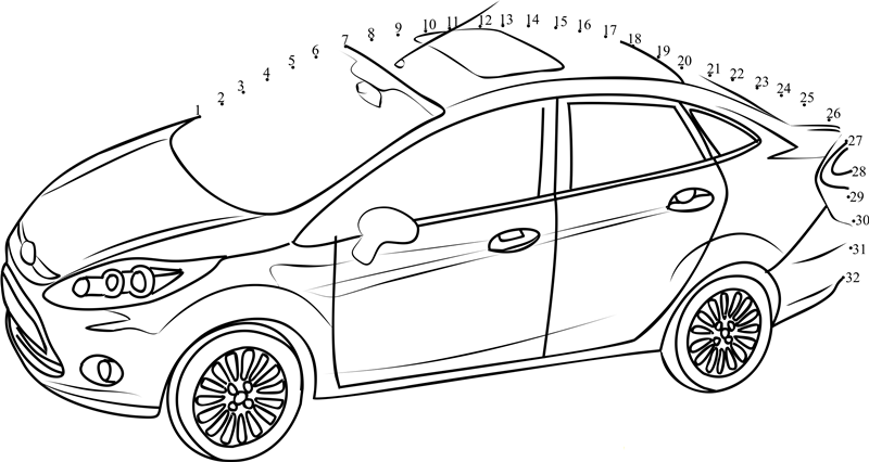 Ford Fiesta Side View dot to dot worksheets