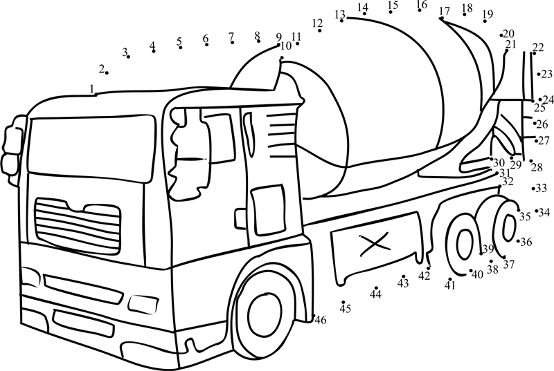 Cement Mixer dot to dot worksheets