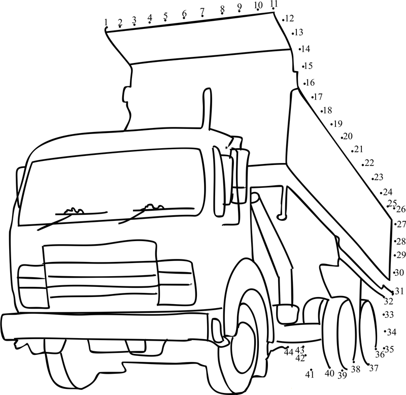 Tipper Truck dot to dot worksheets