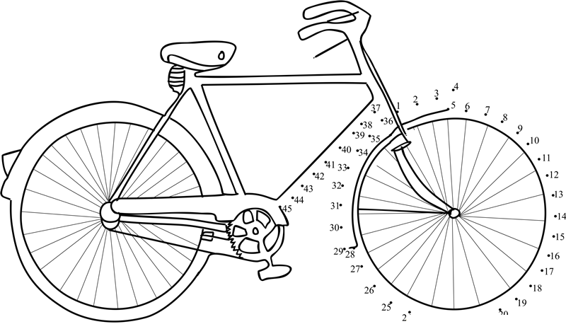 Gents Bicycle printable dot to dot worksheet