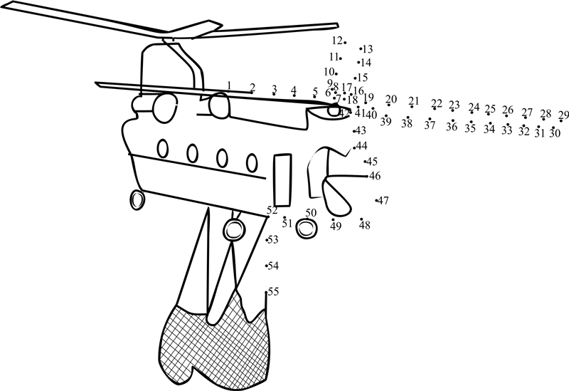 Transport Helicopter printable dot to dot worksheet