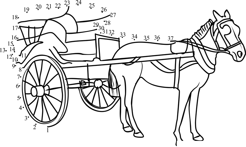 Horse Carriage dot to dot worksheets