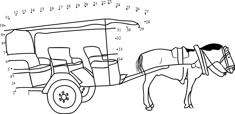 Tourist Horse Cart dot to dot worksheets