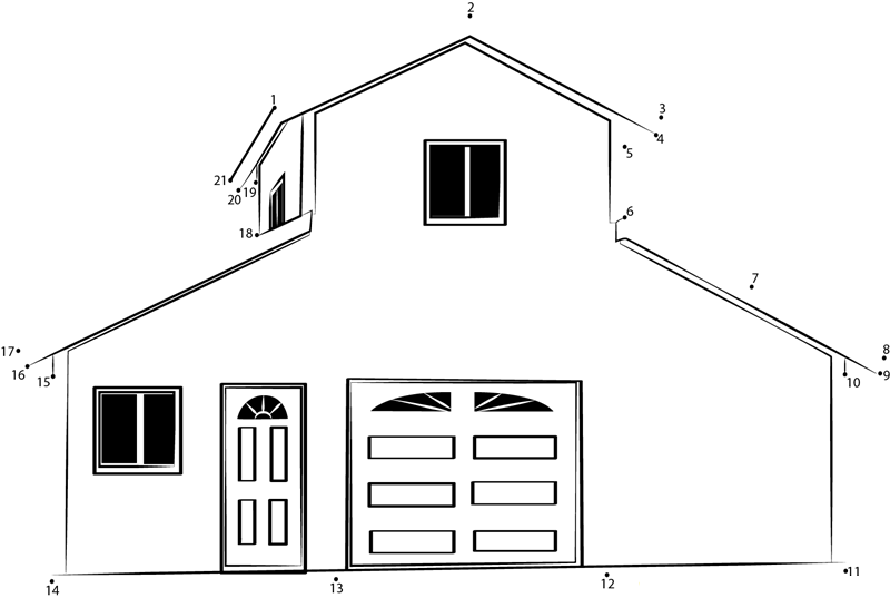 Residential Steel Home printable dot to dot worksheet