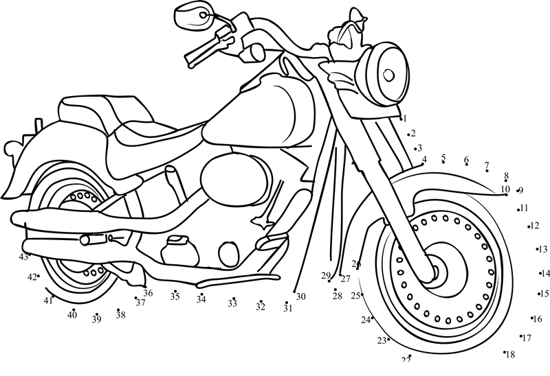 Bull Run Motorcycle printable dot to dot worksheet