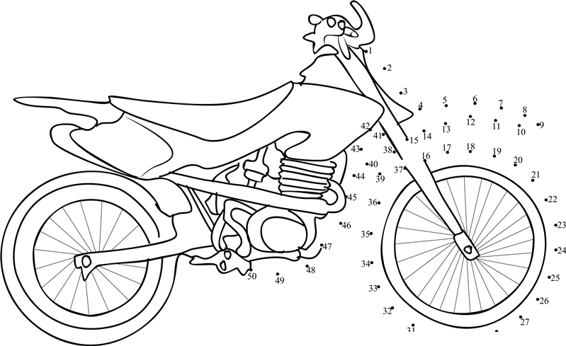 Sport Motorcycle printable dot to dot worksheet