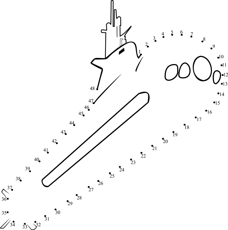 Fast Attack Craft Submarine dot to dot worksheets