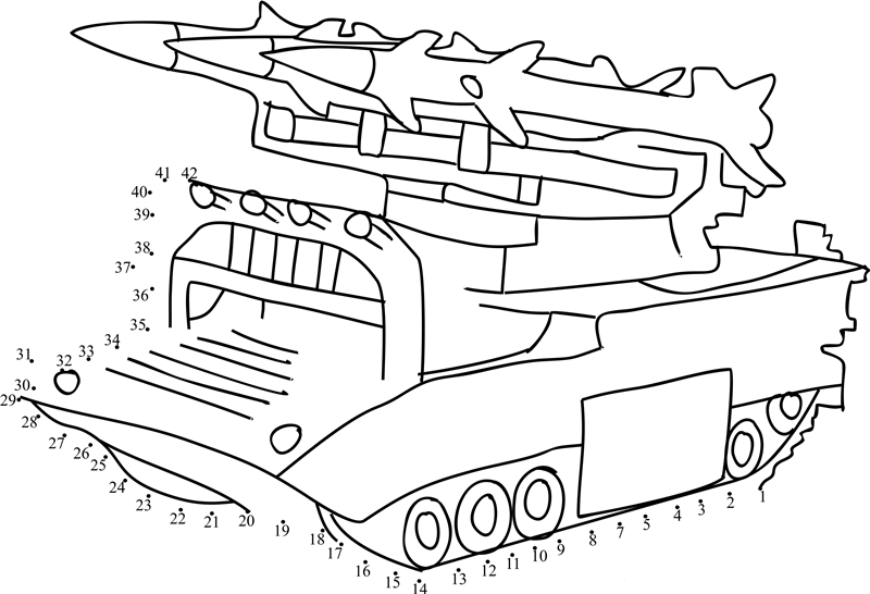 Anti Tank Missile dot to dot worksheets